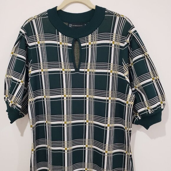 NYC New York & Company Plaid Dress Size XL Green Academia Preppy Collegiate 90s - Picture 6 of 16
